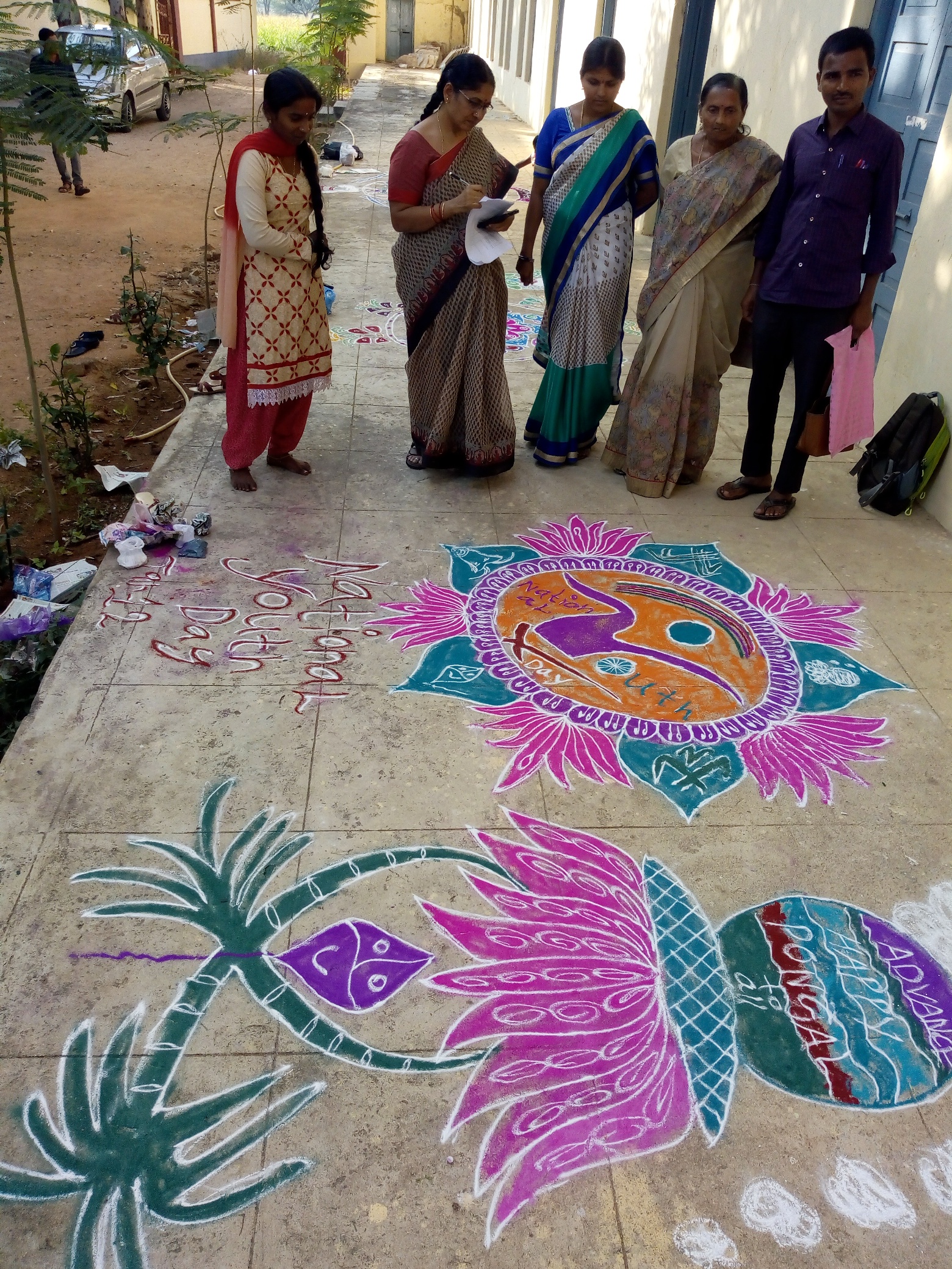 Rangoli competitions conducted for sankranthi festival on 11-01-2020