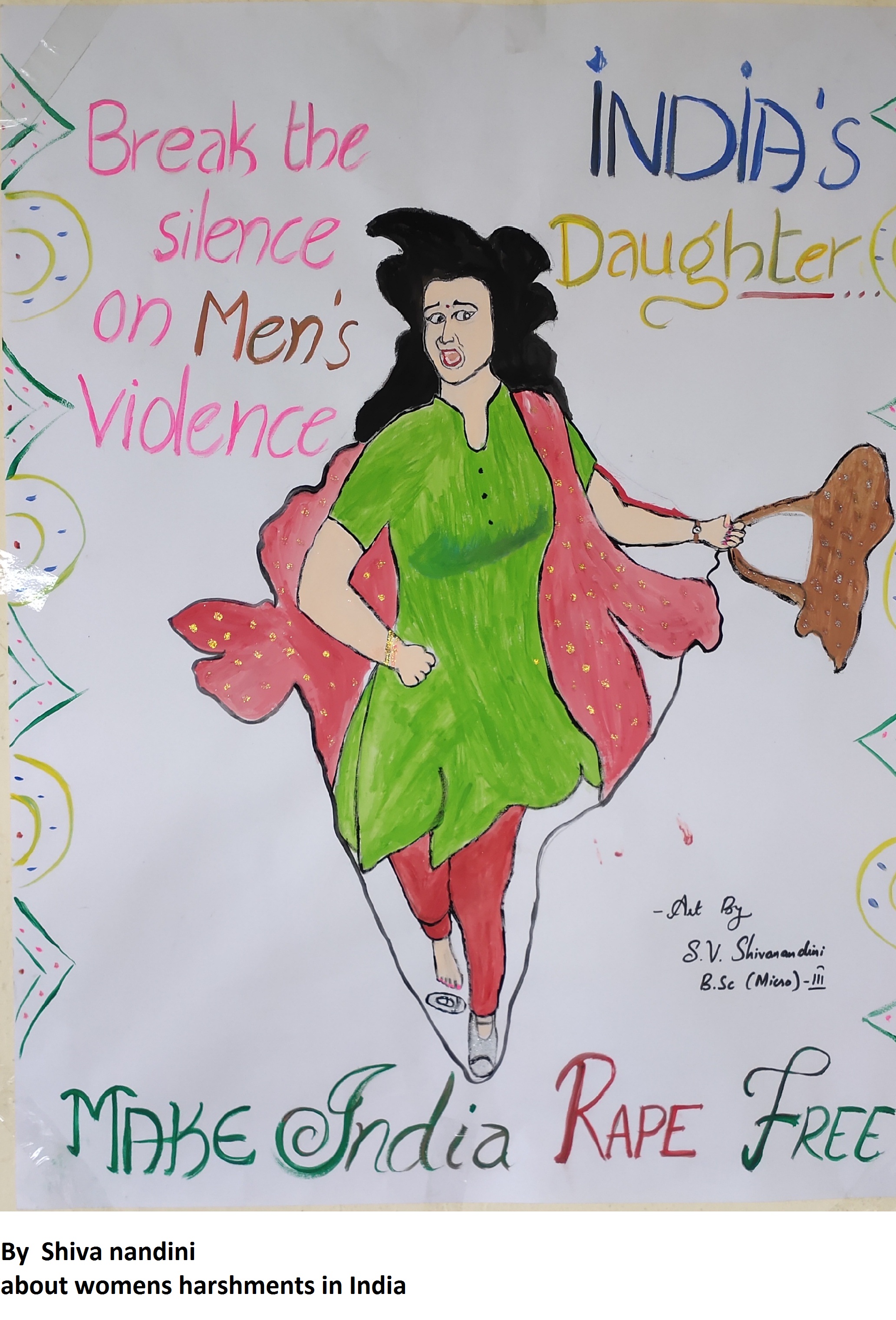 Shivanandini Painting about womens harshment
